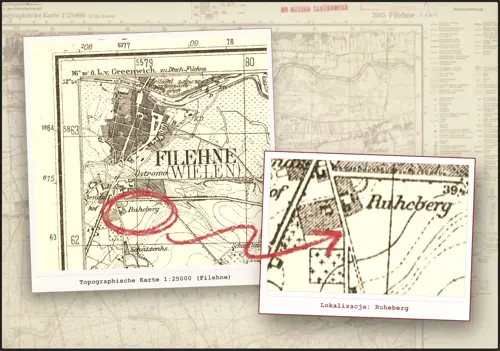 Późniejsza mapa topograficzna z 1944 roku
